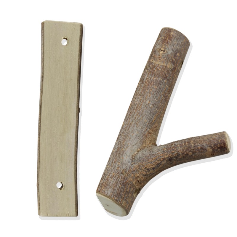 ZCLGOOD 4Pcs Real Wood Tree Branch Wall Hook, Rustic Decorative