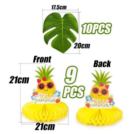 COLOFALLA Hawaii Party Decoration 19 Pieces Table Decoration Luau Party Centrepieces Palm Leaves Tropical Leaves Artificial Decoration for Theme Party Aloha Beach Party Summer Holiday Birthday