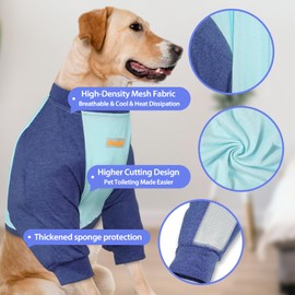 Handwith Dog Recovery Suit, Dog Recovery Sleeve for Front Legs - Offers Elbow Support, Doggy Leg Sleeve to Stop Licking, Dogs Cone Collar Alternative, Haze Blue (M)