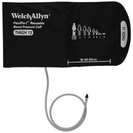 Welch Allyn REUSE-13-1TP FlexiPort - Puños reutilizables para presión arterial con conectores tripropósito de un tubo, muslo, tamaño 13