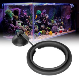 CHICIRIS Anillo de alimentación de peces, anillo de alimentación de tanque de peces Círculo de alimentos flotante de tanque de peces de plástico con ventosa fuerte para alimentar alimentos en escamas (negro)