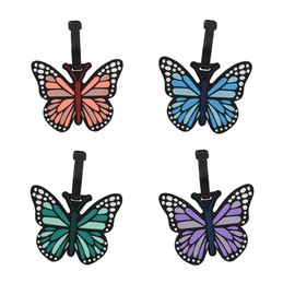 VIOCIWUO Cute Luggage Tags for Women 4 Pack, Butterfly Luggage Tags Funny Silicone Luggage Tag with Privacy ID Card Colorful Butterfly Bag Tag for Suitcase Backpack Cruise Travel
