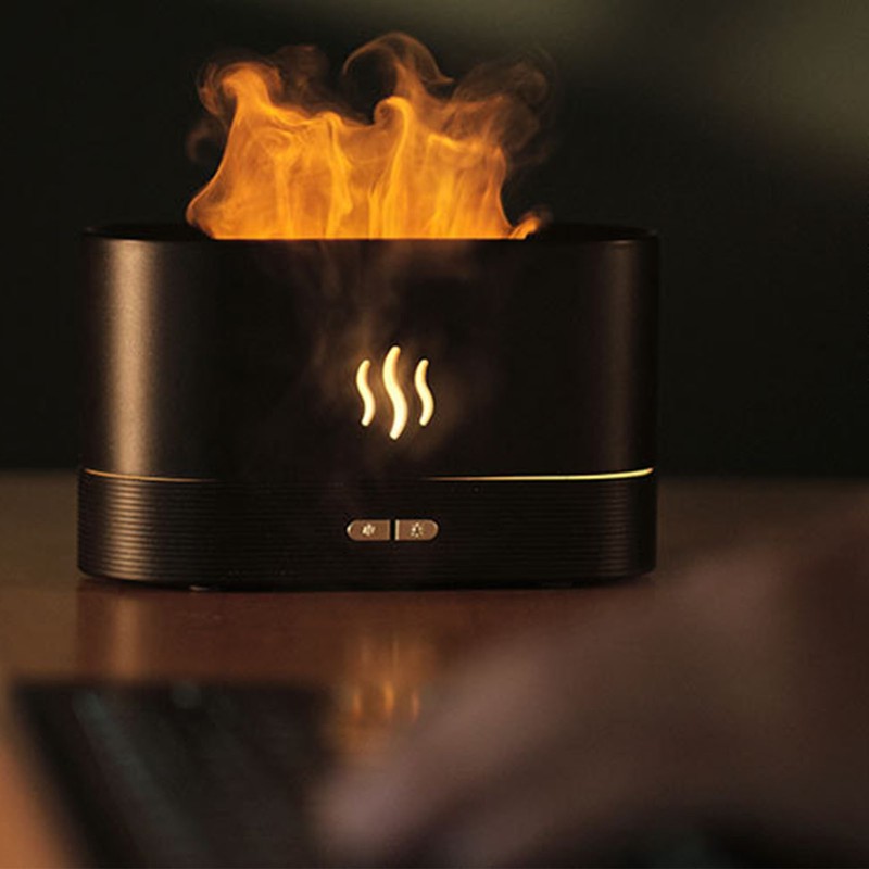 Flame Aroma Humidifier Ultrasound Colorful LED Ambient Lighting 180ml Portable