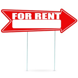 Red For Rent Arrows Yard Sign Double Sided With Stakes Large 16 Inch By 5 Inch Arrow Bright Rental Property Signs (1)