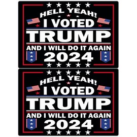 2 Pack Trump 2024 'Hell Yeah I Voted Trump and I Will Do It Again Magnets Spartan Community Honors Victims Vinyl Sign Laptop Decal Car Bumper Window Waterproof Magnets Decoration