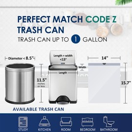 1 Gallon 100 Counts Mini Strong Drawstring Trash Bags Garbage Bags by RayPard, fit 3-4 Liter Small Trash Can, Tiny Waste Basket Liners for Home Office Bathroom Bedroom Car, White