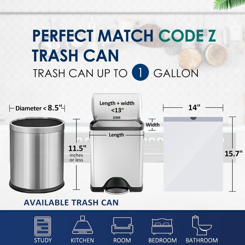 1 Gallon 100 Counts Mini Strong Drawstring Trash Bags Garbage