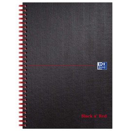 Oxford Black n' Red B5 Wirebound Hardback Ruled and Perforated Notebook - Matt Black