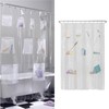 Zenna Home Clear Shower Curtain Liner with 9 Storage Pockets,