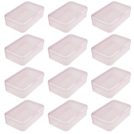 Goodma 12 Pieces Rectangular Plastic Boxes Empty Storage Organizer Containers with Hinged Lids for Small Items and Other Craft Projects (85 x 55 x 25 mm, Pink)