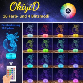 Axololt Night Light, Axololt Gifts, Axololt Lamp with 16 Colors Remote and Touch Control - Perfect for Children's Room Decor and Boy's Birthday Gamer Gaming Gift