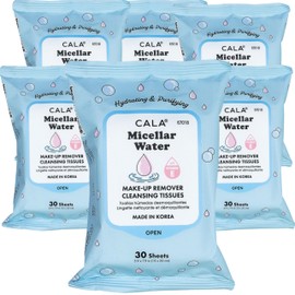 CALA Makeup Remover Cleansing Tissues: Micellar Water (30 Sheets) - Hydrating, Gentle Wipes for a Clean, Radiant Complexion, Safe for All Skin Types (180 count, Pack of 6)
