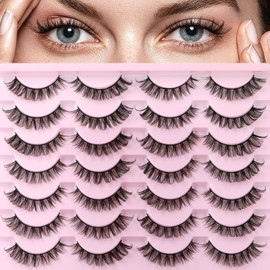 Russain Strip Lashes D Curl False Eyelashes Natural Look Wispy Cat Eye Lashes that Look Like Eyelash Extensions 3D Lashes Pack