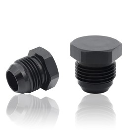6AN Male Plug, 2 Pcs MONOKING 6AN Cap Male Hex Blanking Fitting Flare Plugs Adapter Aluminum Black