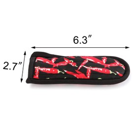 New Star Foodservice 1028744 Commercial-Grade Hot Skillet Handle Cover Holder, Hot Handle Holders/Mitts, Red Peppers Pan Cotton Handle Sleeve, Set of 6