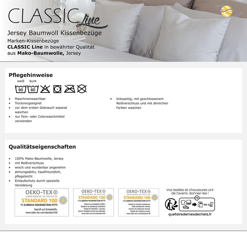 aqua-textil Classic Line Side Sleeper Pillow Cover