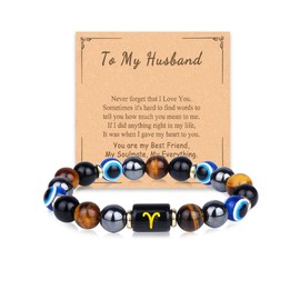 Nifsun Zodiac Triple Protection Evil Eye Bracelet for Son Husband Boyfriend Brother Man Birthday Christmas Anniversary Jewelry Gifts (Taurus, Husband)