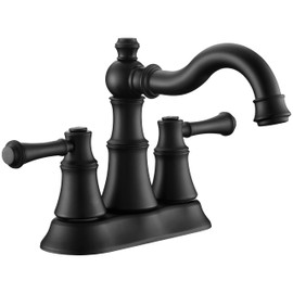 Centerset Bathroom Faucet for Sink 3 Holes,2 Handle 4 Inch 360° Swivel Spout Lavatory Faucets with Pop-up Drain Matte Black Finish DF-2581-MT Duttao