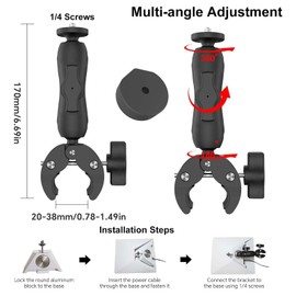 Mini Mount, Adjustable Mini Clamp Mount for RV Ladders, Railings and More, 360° Rotation and 180° Tilt, Mini Accessories for (Bracket