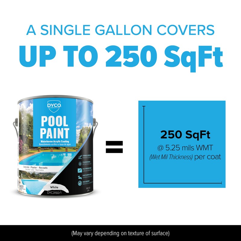 Dyco Waterborne Acrylic Pool Paint, Resistant to UV, Water, Salt,