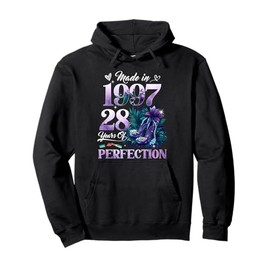 Womens 28th Birthday Floral Made in 1997 Gifts 28 Years Old Pullover Hoodie