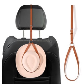 POKOTO Cowboy Hat Rack for Trucks & Cars – Loop-Around Leather Cowboy Hat Hanger for Truck Headrest (1 PCS-Brown)