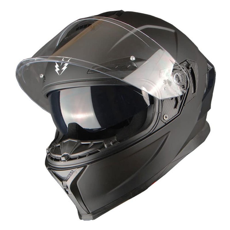 1Storm Motorcycle Full Face Helmet Dual Lens/Sun Visor Matt Black