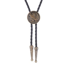 Btilasif Bolo Tie for Men, Vintage American Eagle Western Cowboy Tie Leather Necklaces Neckties, Western Accessories for Women Men, Bronze