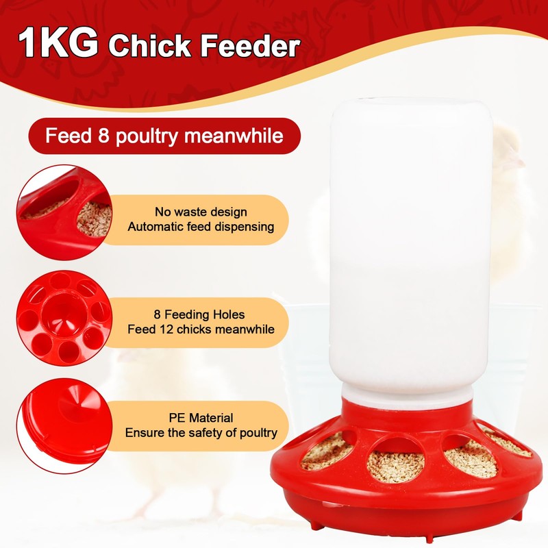 OUYOLAD Chicken Feeder Barrel Bird Drinking Poultry Diet Tool Quail