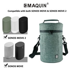 EMAQUIN Travel & Storage Case for Sonos Move/Move 2 Speaker (Charging Base Included, Lite Green)