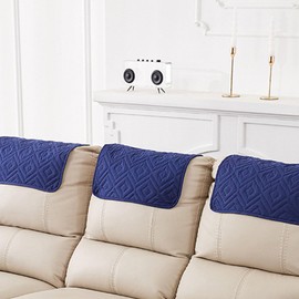 LAINIUTE Headrest Cover for Recliner Chair, 3 Pieces Non Slip Wear Resistant Sofa Headrest Protector, Polyester Headrest Cover for Home Office Recliner Sofa (Navy)