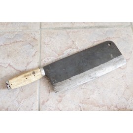 Crude - Chinese Cleaver Meat Chopping Chef Knife, 9 Inch, Carbon Steel, Forged