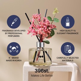 396 st. Preserved Baby's Breath Flower Reed Diffuser, Black Cherry, 200ml(6.7oz) / Reed Diffuser Sets, Home Fragrance, Scented Oils, Home & Bathroom Décor