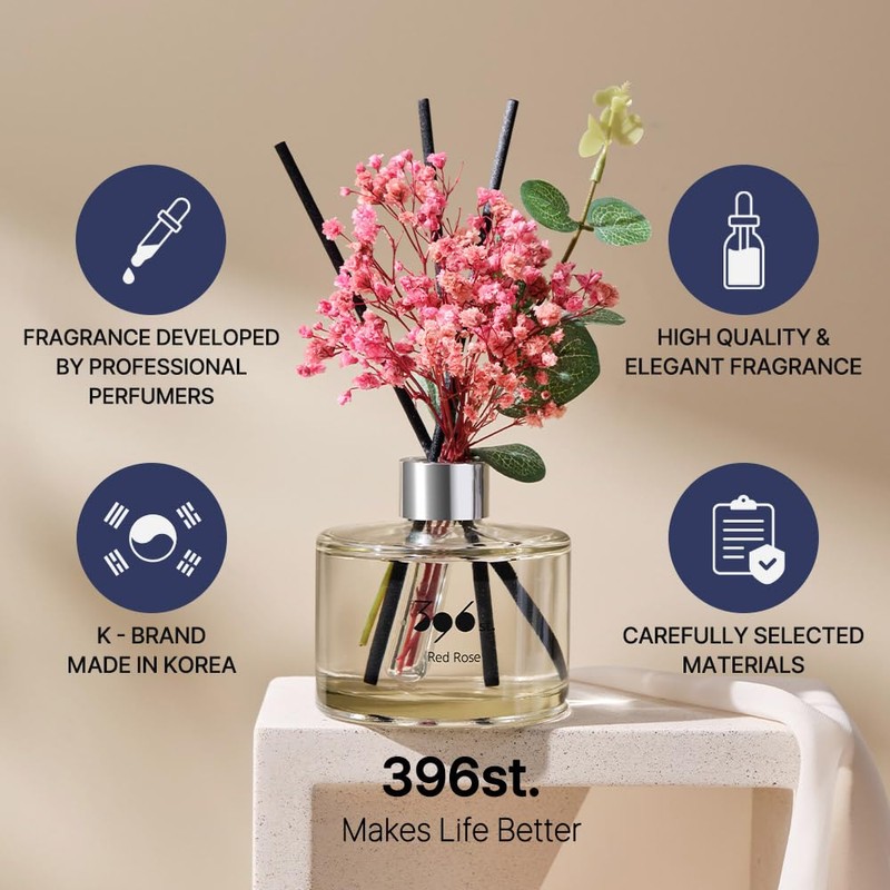 396 st. Preserved Baby's Breath Flower Reed Diffuser, Black Cherry,