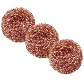 Recyclable Wire Metal Copper Scourer Pads 3 Pack - Spiral Copper - Long Lasting Scourer For Cleaning - Heavy Duty Scrubber