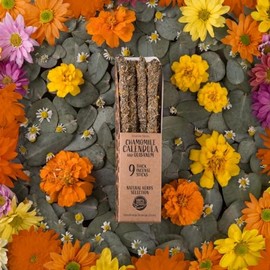 Sagrada Madre Organic Natural Incense Sticks (Calendula - Chamomile - Olibanon) - 9 Extra Long Coarse Sticks (1 Count) - 1 Set of 9 Pieces