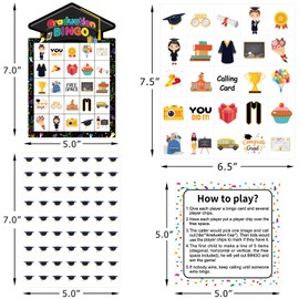 Graduation Bingo Games Cards Congrats Grad Game for 24 Players Class of 2025 Family Bingo for Boys Girls Kids Adults Classroom Activities Kindergarten Preschool High School College Party Supplies