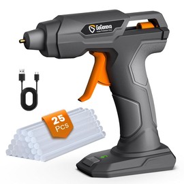 GoGonova Glue Gun, 20s Fast Preheating Anti-drip Cordless Glue Gun, 2Ah USB-C Rechargeable with 25 Pcs Mini Glue Sticks, Smart Power-Off Tool Rubber Portable Handle:_Gray