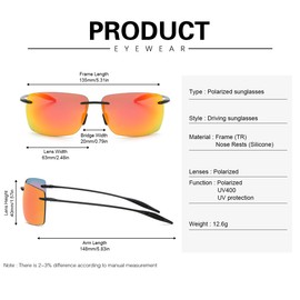 YIMI Mens Sunglasses Polarized Frameless z87 Safety Sun Glasses For Women UV400 Lightweight Anti-Glare Mirror Sunglasses (3045-Mirror-orange)