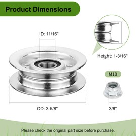 Belleone GY20067 Idler Pulley Fits for John Dee re, GY22172 Flat Idler Pulley Compatible with JD L120 L130 2002 2003 2004 Lawn Tractors with 42" 48" Deck, 2 Pack