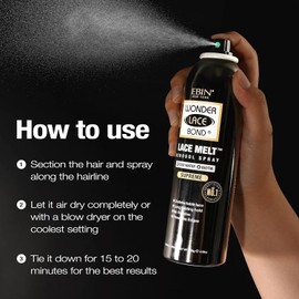 EBIN NEW YORK Wonder Lace Melt Aerosol Spray - Rose Water + Biotin Infused (80ml./ 2.7oz) - Preserves Edges & Undetectable Lace | Long lasting hold | No Residue