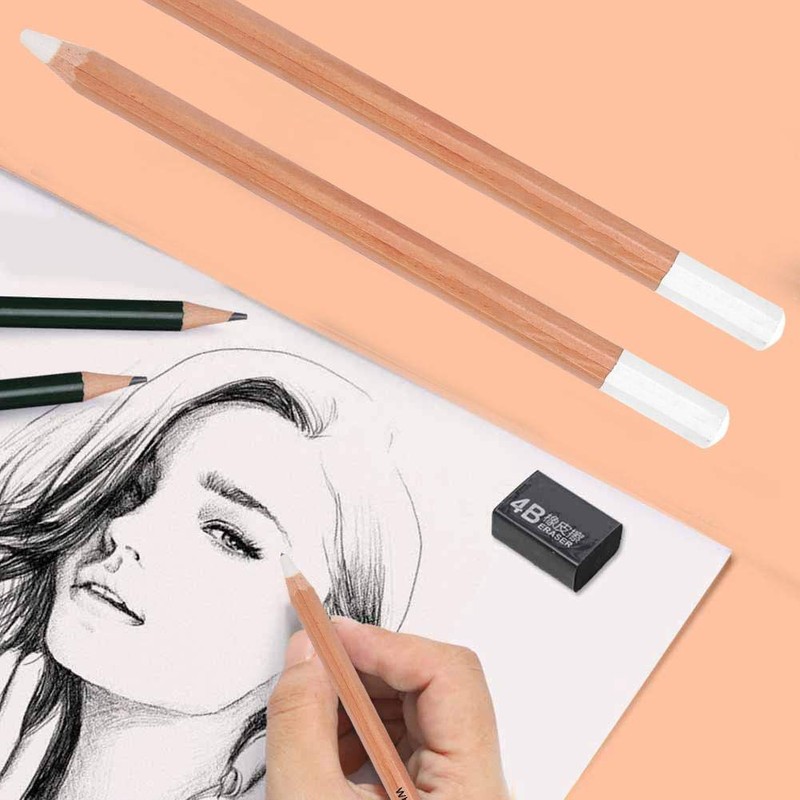 White Charcoal Pencils, Set of 2 Art Drawing Pencils Set,