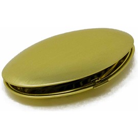 Brushed Gold Folding Compact Pocket Makeup Mirror Double Sided (5x magnification + 1x magnification)