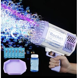 Upgraded Rechargeable Bubble Machine with 69 Holes and Colored Lights,Colorful Lights Bubble Maker Machine,Wedding Party Props,Perfect for Outdoor Play,Suitable for Parties, Gatherings, Camping, Weddings bubbletoy:_69 Holes Bubble Machine-Pink 