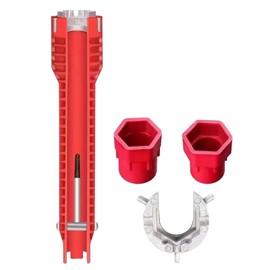 Loyanger 8 in 1 Faucet and Sink Wrench,Multi-Purpose Wrench Plumbing Tool Basin Spanner‌ for Toilet Bowl/Sink/Bathroom/Kitchen Plumbing and More Repair Hand Tools(COLOR:red)