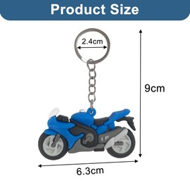 Pack of 2 PVC Mini Motorcycle Key Chains - Imitation Motorcycle Key Fob Small PVC Soft Rubber 3D Figures Key Pendant for Car, Bag or Backpack, Creative Gift