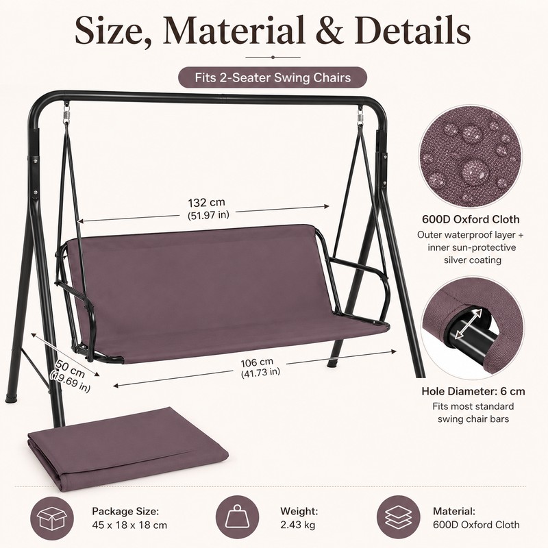 Replacement Swing Seat Cover for Patio Use – 600D Oxford