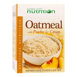 Nutmeg State Nutrition HealthyWise - High Protein Oatmeal, 15g Protein, Low Calorie, High Fiber, Low Sugar, Low Fat, Ideal Protein Compatible, 7 Servings Per Box (Peaches and Cream)