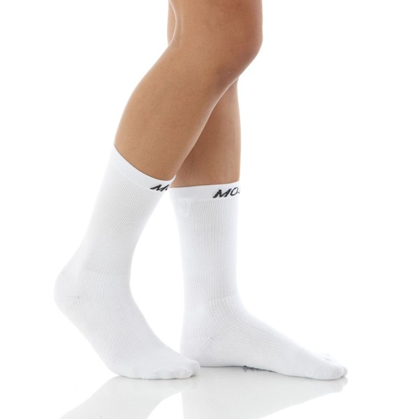 Mojo Athletic Compression Socks Crew Length - Medium Support 15-20mmHg Black Small (Small, White)