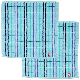 Nishio IBT-506-03-2P Imabari Towel Certified Hand Towel, Men's, Set of 2, Made in Japan, 100% Cotton, 9.8 inches (25 cm), Double-Sided Pile, Water Absorbent, Checkered Pattern, Men's Imabari Towel